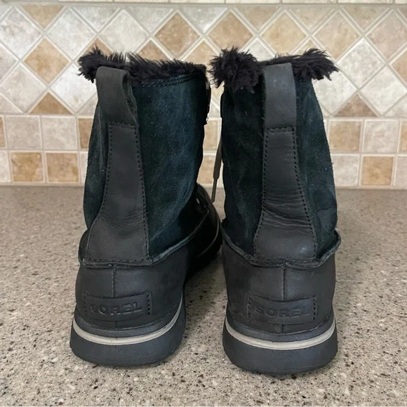 Sorel Women’s Joan Explorer Cozy Black Leather/Suede Size 8 - Picture 7 of 10